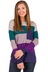 Sexy Green Purple Colorblock Pocket Pullover Tunic Top